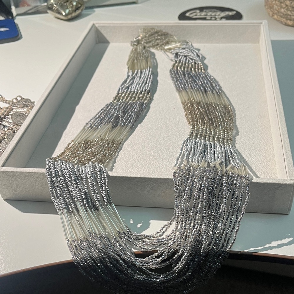 Elegant Silver and White Beaded Necklace